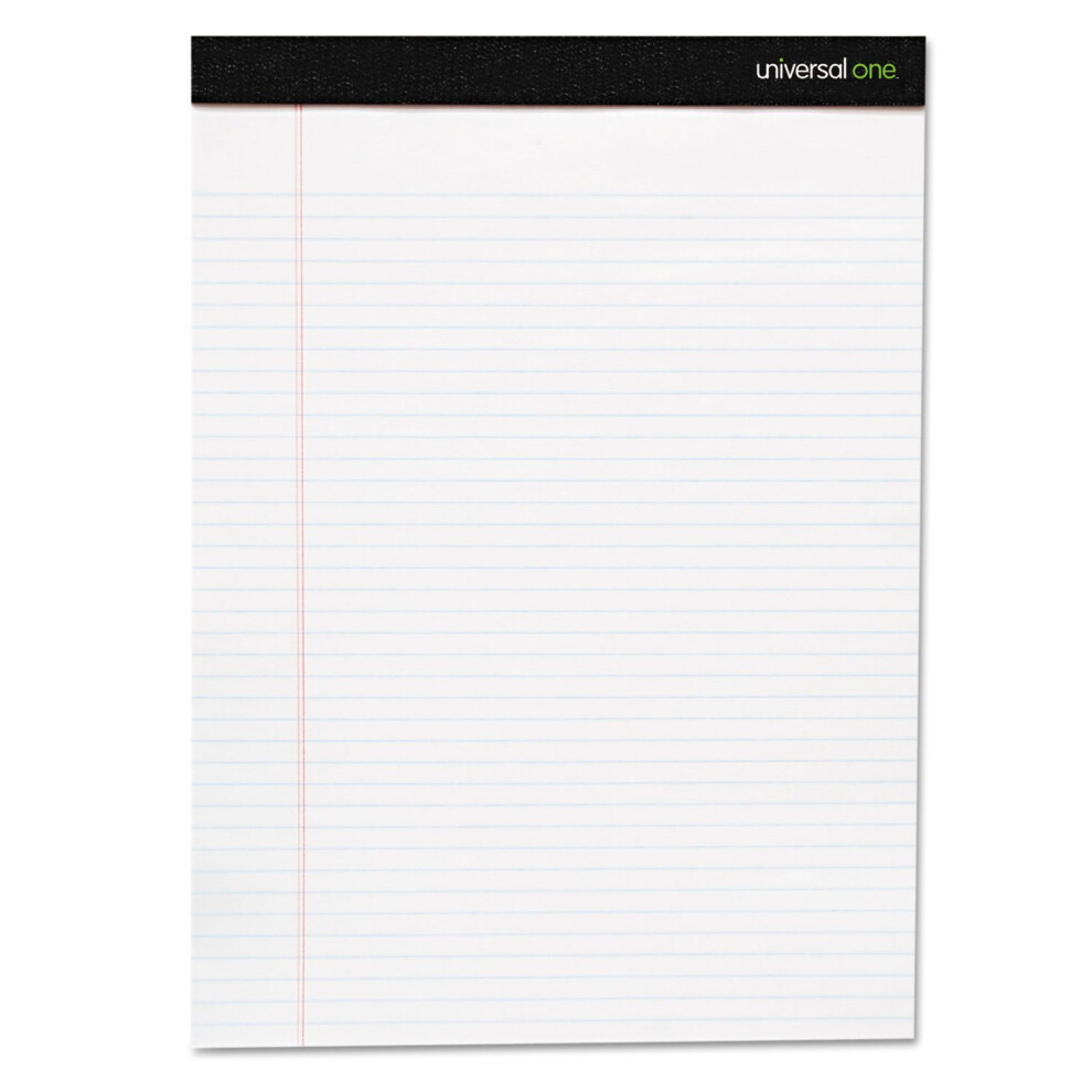 Universal UNV30630 8.5 in. x 11 in. Premium Wide/Legal Ruled Writing Pads with Heavy-Duty Back - Black Headband (6/Pack)