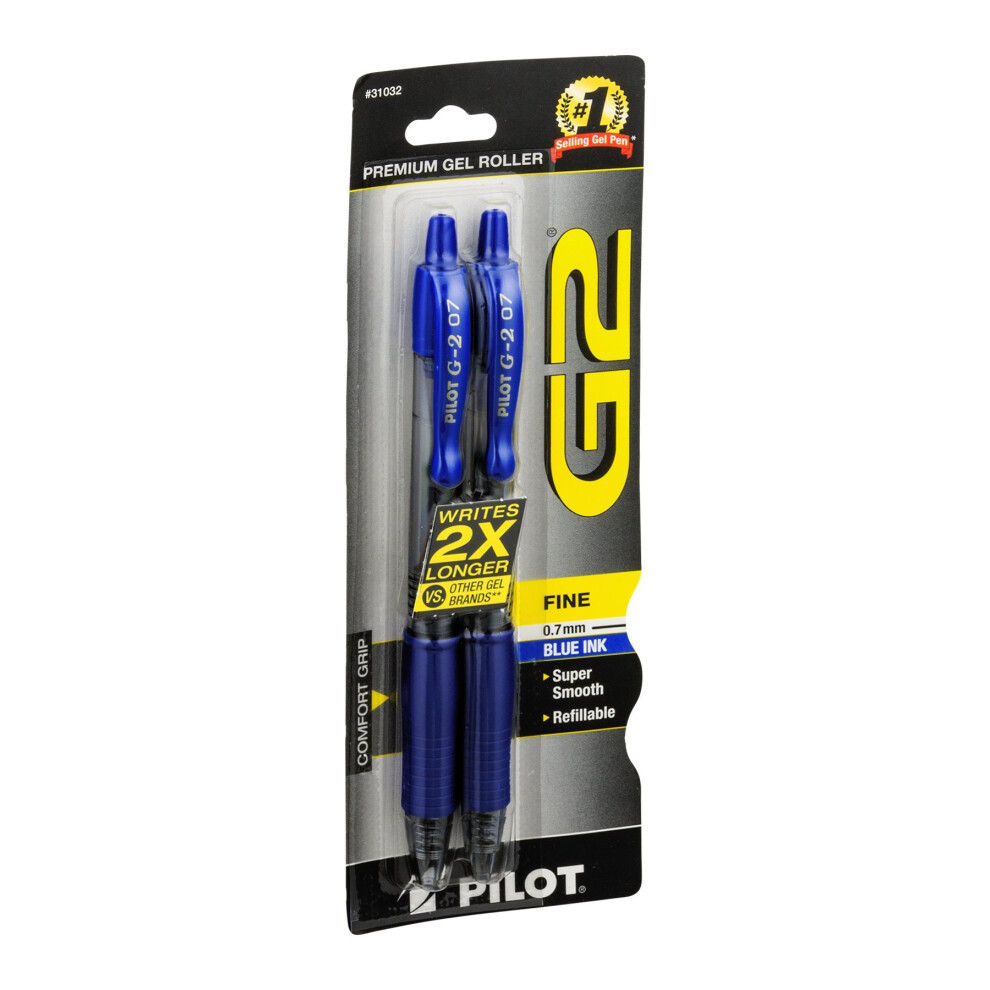 Pilot 31032 Blue Fine Point G2? Retractable Pen 2 Count