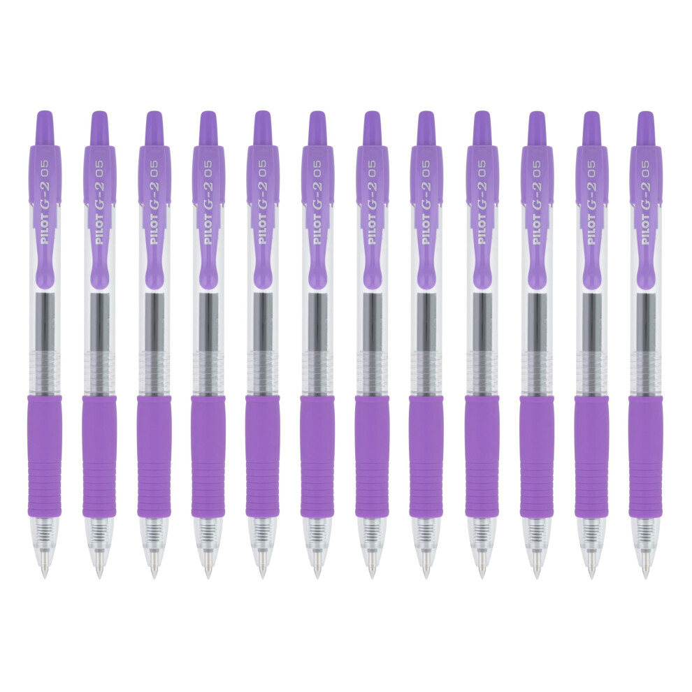 Pilot G2 Retractable Gel Pens  Extra Fine Point  Purple Ink  0.5 mm  12 Pack (31107)