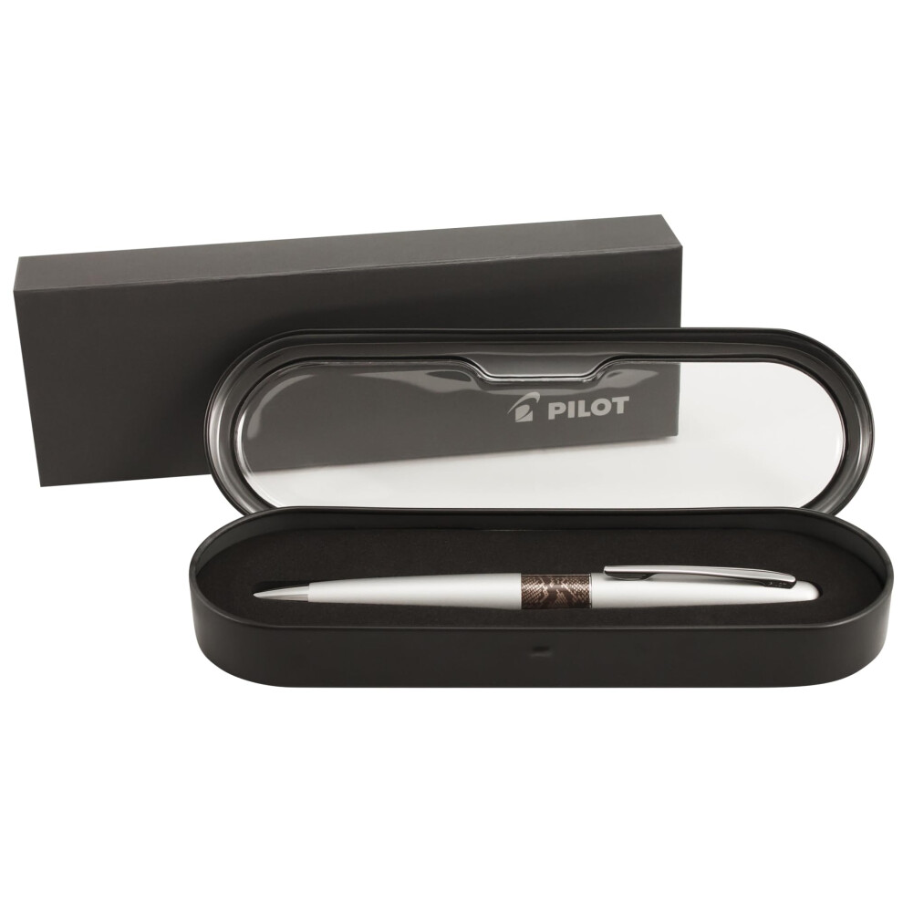 Pilot MR Animal Collection Ballpoint Pen in Gift Box  Matte Silver Barrel with Python Accent  Medium Point Stainless Steel Nib  Refillable B