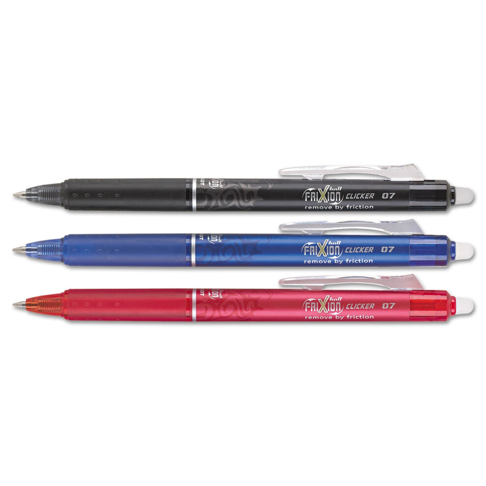 Pilot 31467 Retractable Gel Pens  Erasable.7mm  3/PK  AST Ink/Barrel