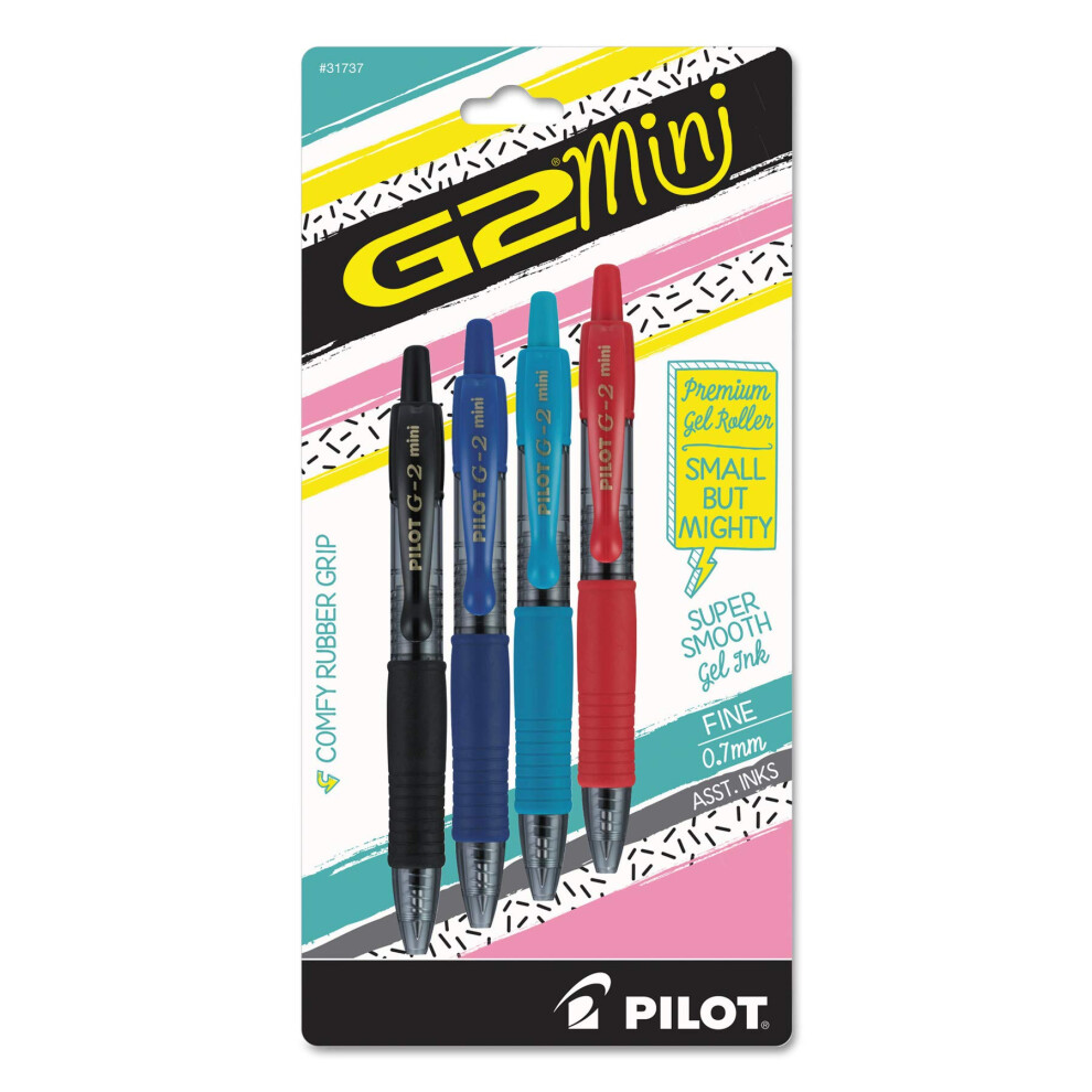 Pilot G2 Mini Gel Pen  Retractable  Fine 0.7 Mm  Assorted Ink And Barrel Colors  4/pack