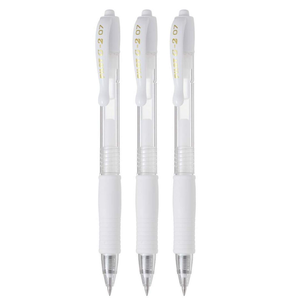 Pilot G2 Retractable Pastel Gel Ink Rollerball Pens  Fine Point 0.7mm  White  3 Count