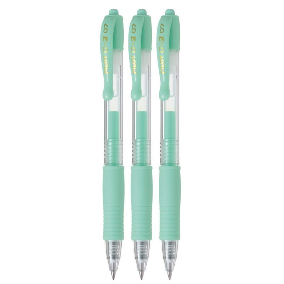 PILOT G2 Retractable Pastel Gel Ink Rollerball Pens  Fine Point 0.7mm  Green  3 Count