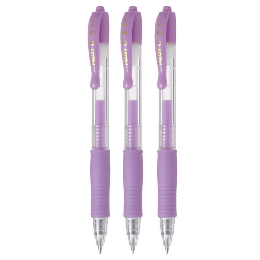 Pilot G2 Retractable Pastel Gel Ink Rollerball Pens  Fine Point 0.7mm  Purple  3 Count