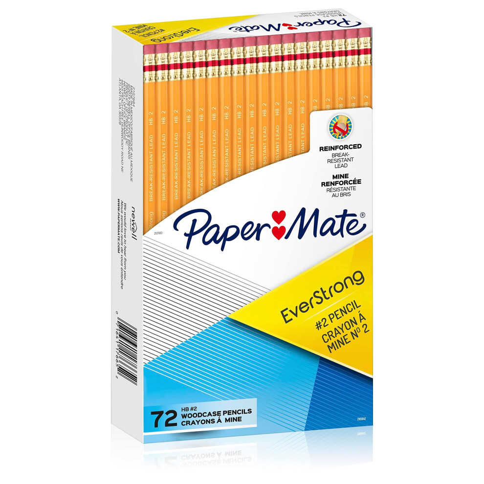 Paper Mate EverStrong #2 Pencils  Reinforced  Break-Resistant Lead When Writing  72-Count