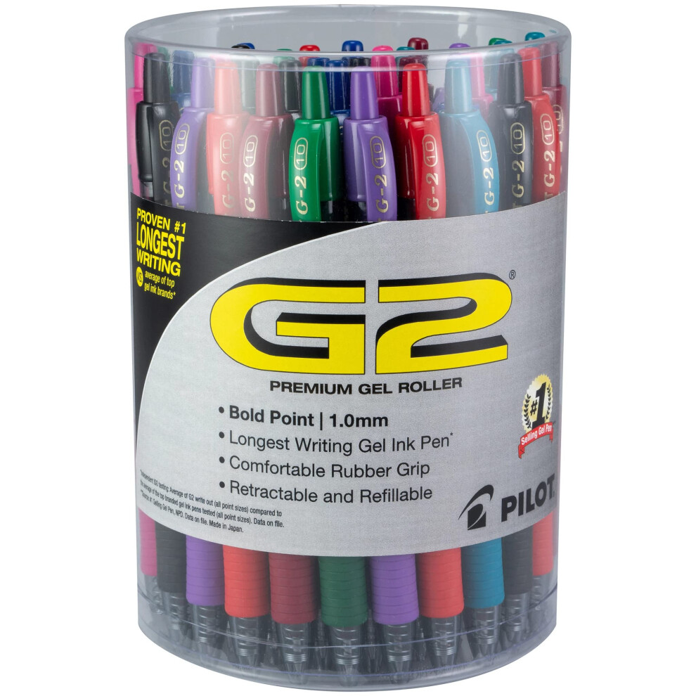 Pilot  G2 Premium Gel Roller Pens  Bold Point 1 MM  Tub of 36  Assorted Colors