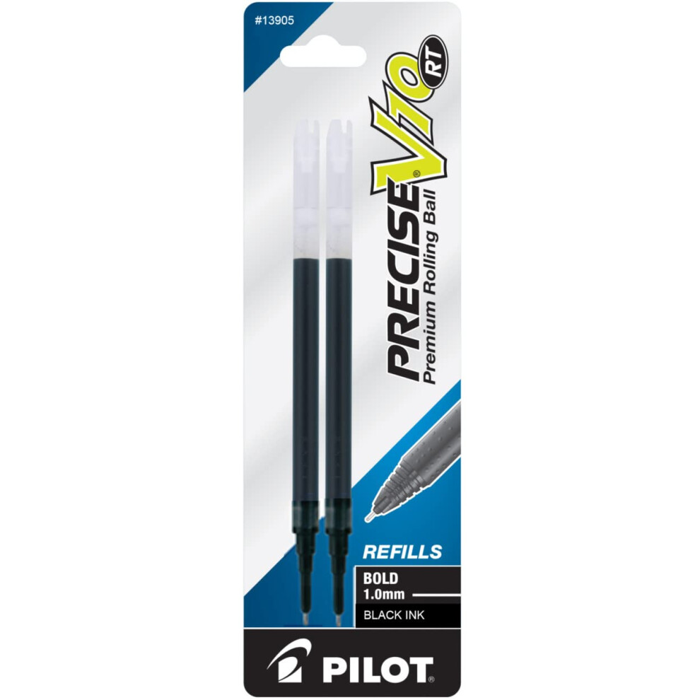 PILOT Precise V10 RT Ink Refills for Bold Pens  1.0 mm  Black Ink  2-Pack (13905)