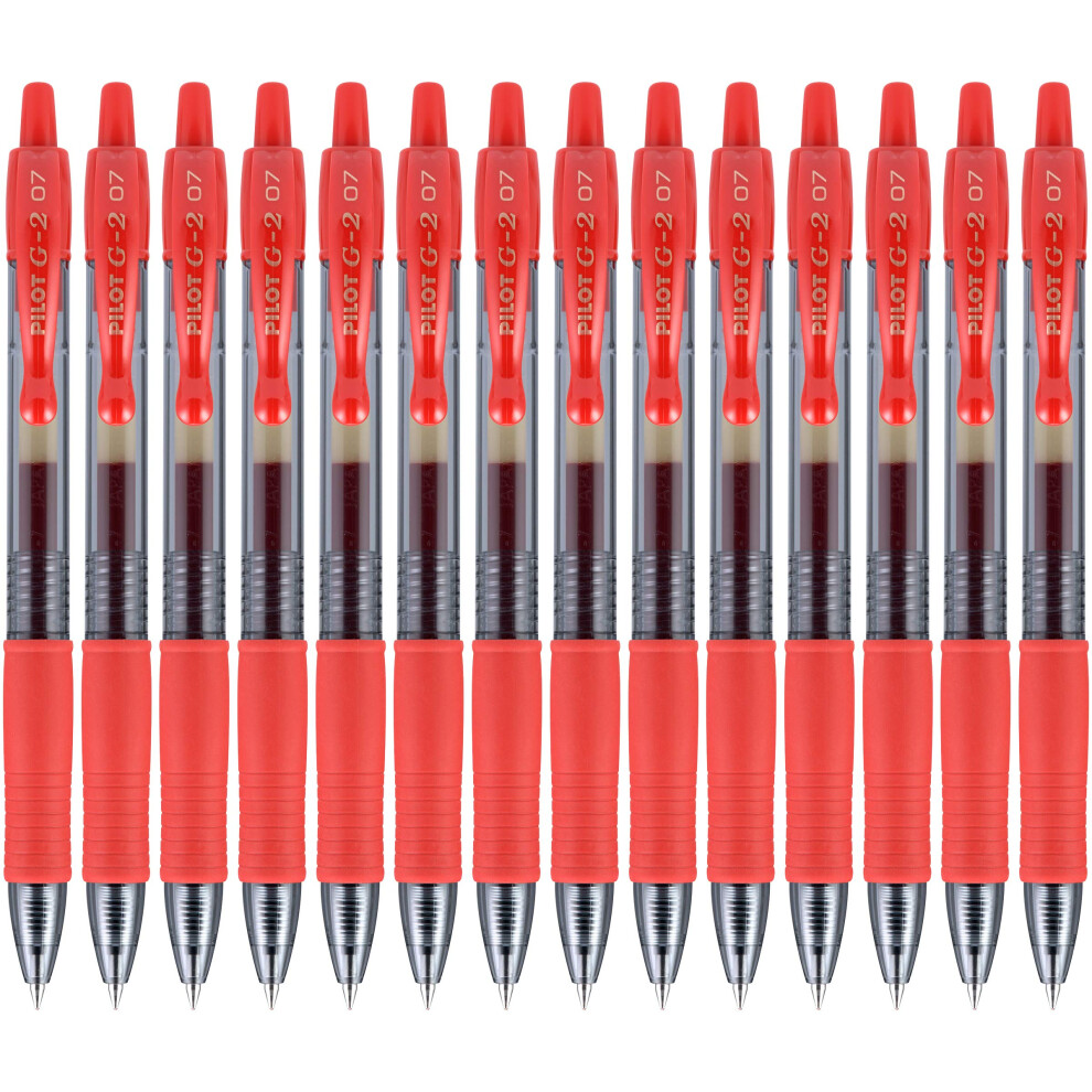 Pilot  G2 Premium Gel Roller Pens  Fine Point 0.7 mm  Red  Pack of 14