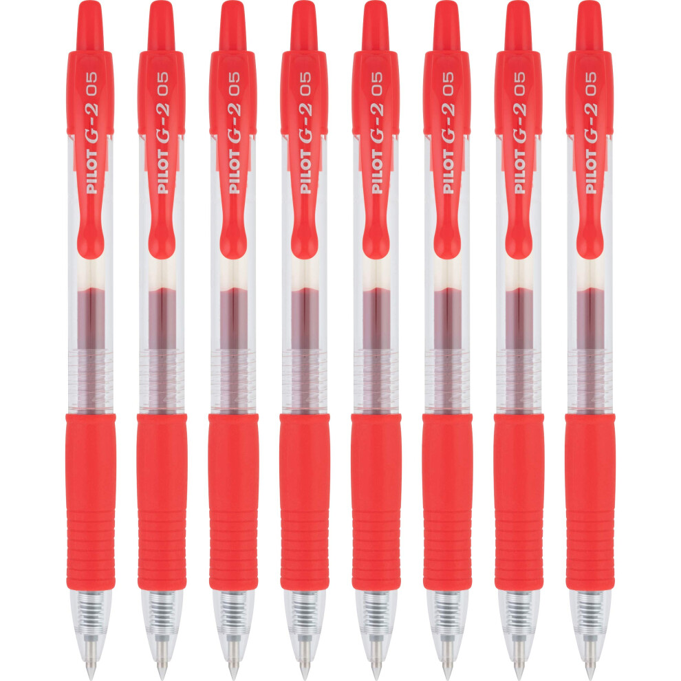 Pilot  G2 Premium Gel Roller Pens  Extra Fine Point 0.5 mm  Pack of 8  Red