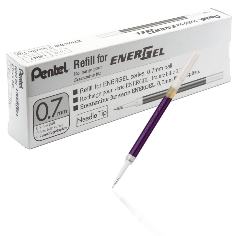 Pentel Refill Ink for EnerGel Liquid Gel Pen  (0.7mm)  Medium Line  Needle Tip  Violet Ink  Box of 12 (LRN7-V)