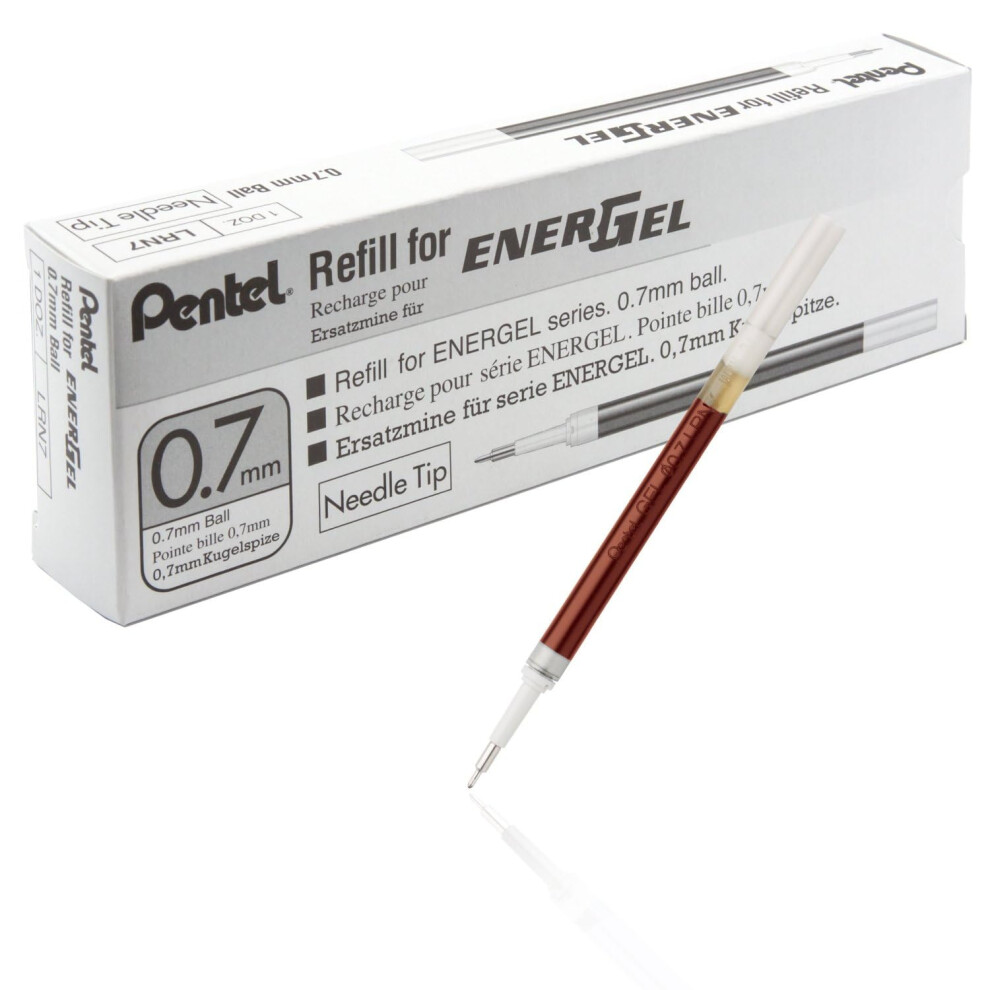 Pentel Refill Ink for EnerGel 0.7mm Needle Tip Liquid Gel Pen  Pack of 12  Red Ink (LRN7-B-12)