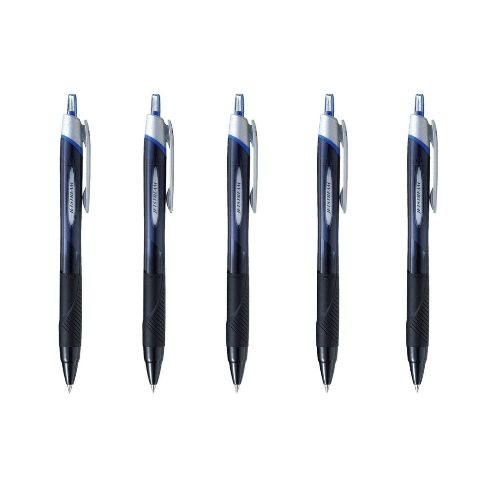 Uni-ball New Jetstream Extra Fine & ultra micro Point Retractable Roller Ball Pens -rubber Grip Type -0.38mm-blue Ink-value Set of 5