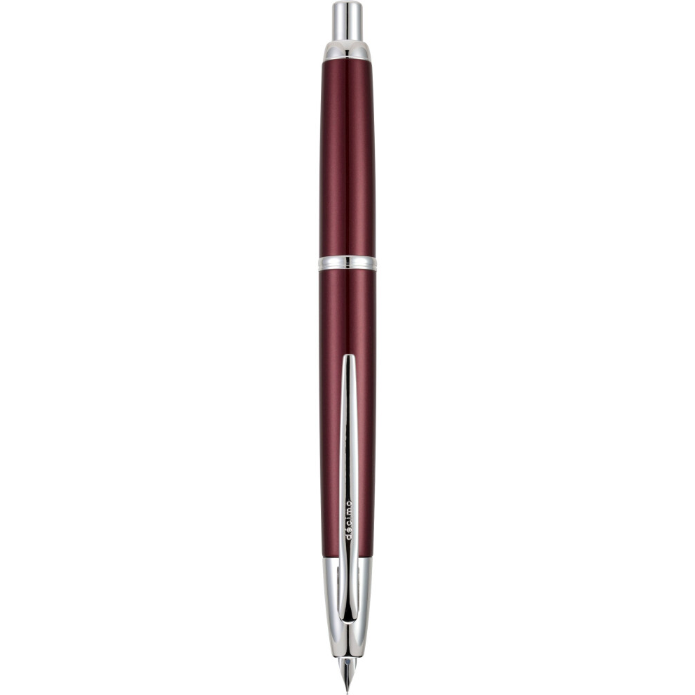 PILOT Vanishing Point Decimo Refillable & Retractable Fountain Pen  Burgundy Barrel with Rhodium Accents  Fine Nib (65338)