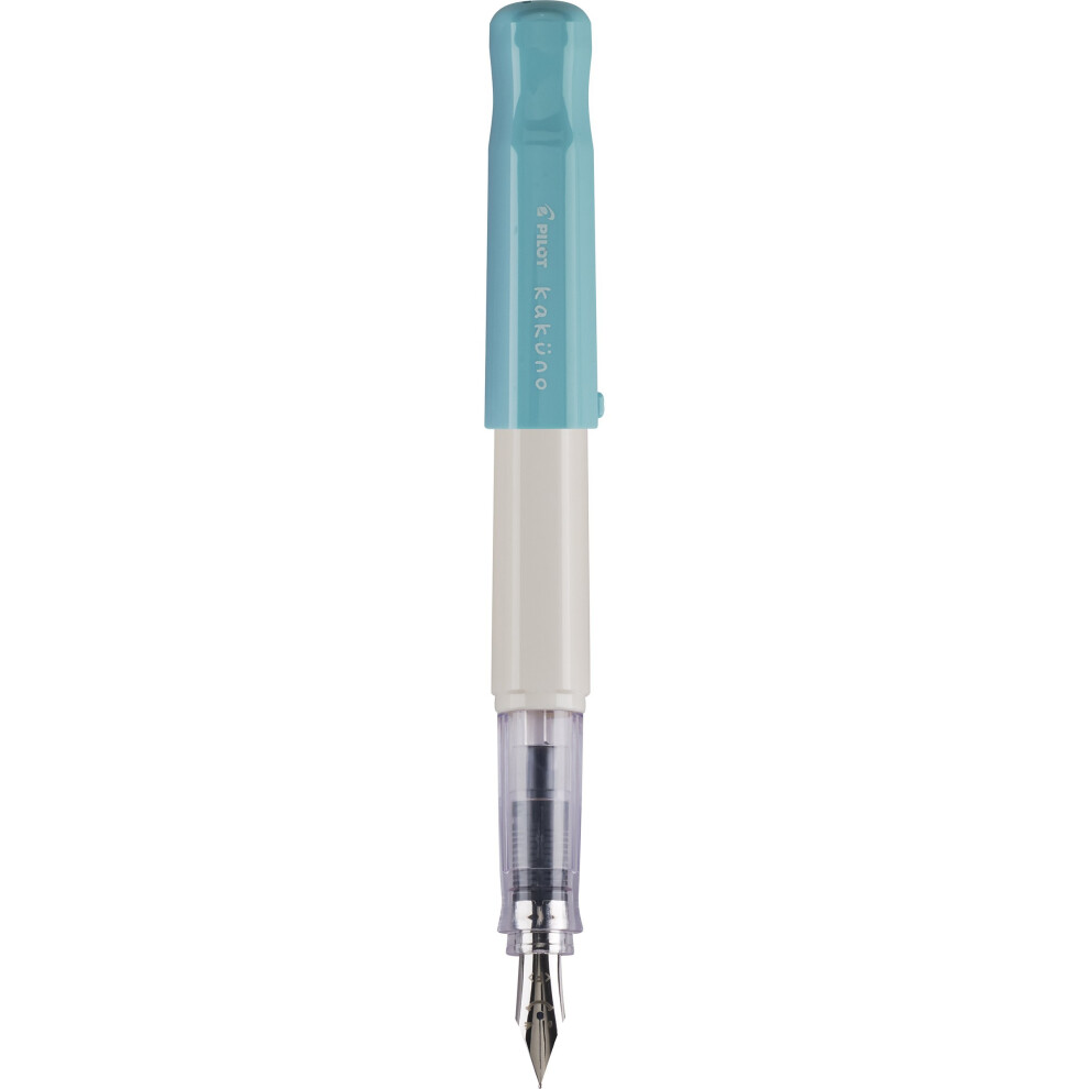 PILOT Kakuno Fountain Pen  White/Turquoise Barrel  Fine Nib (90124)