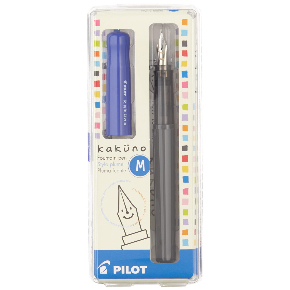 PILOT Kakuno Fountain Pen  Grey/Blue Barrel  Medium Nib (90133)