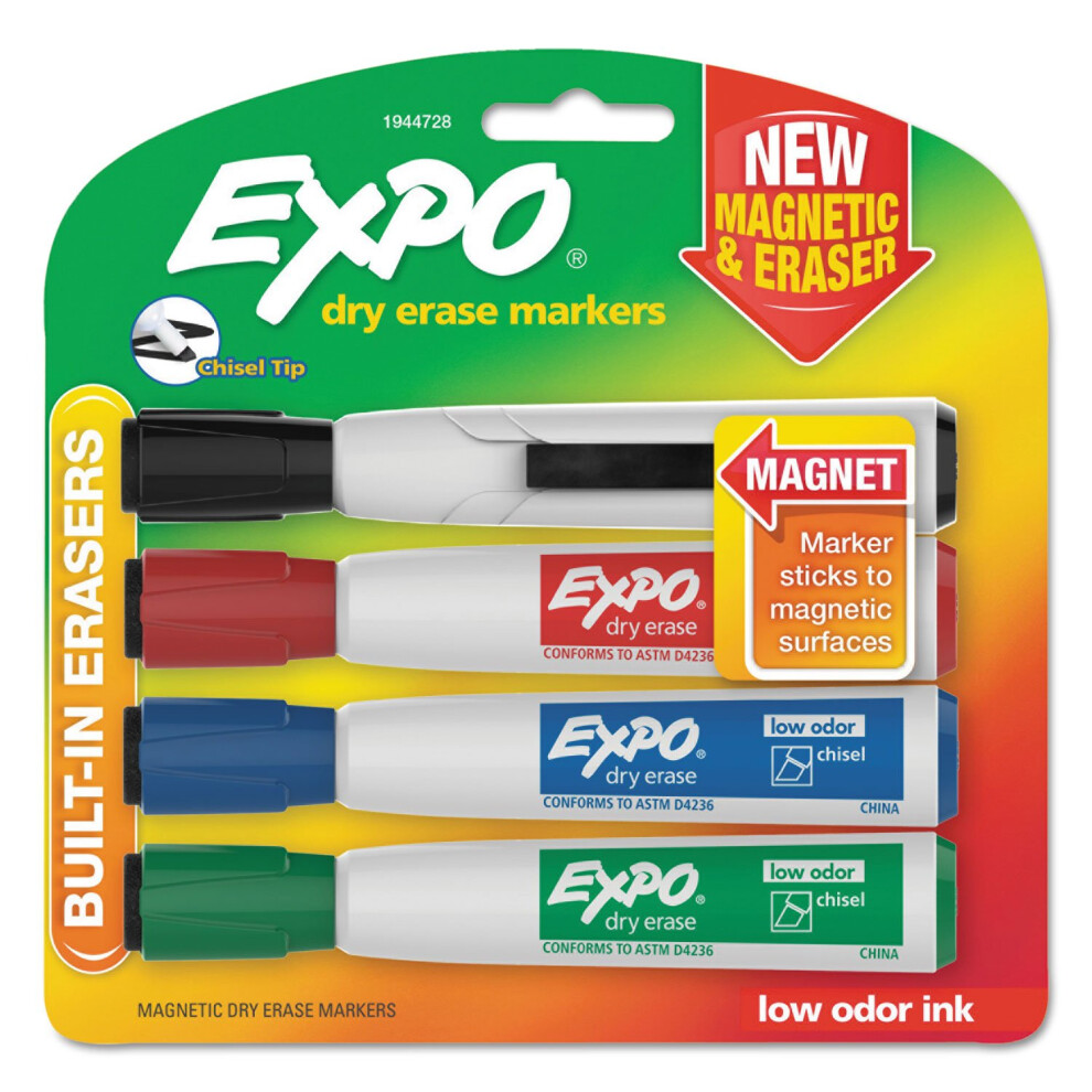 Photos - Felt Tip Pen Rubbermaid EXPO 1944728 Magnetic Dry Erase Marker Chisel Tip Assorted 4/Pack I00090678