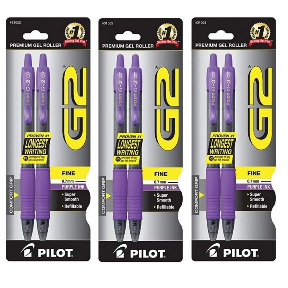 Dr.Grip (3) PILOT G2 Premium Refillable & Retractable Rolling Ball Gel Pens  Fine Point  Purple Ink  2-Pack (31052)