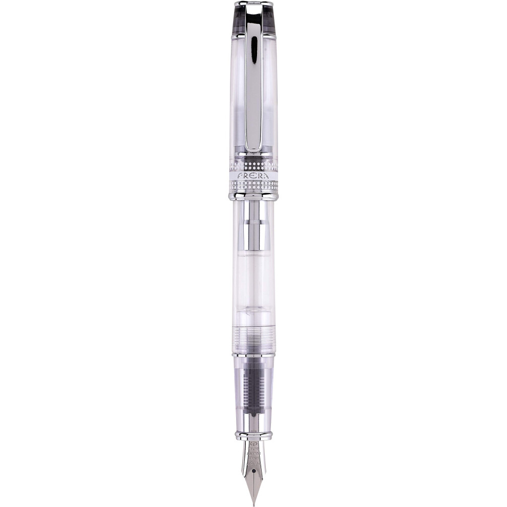 PILOT Prera Fountain Pen  Clear Barrel with Black/Silver Accents  Fine Nib (60810)