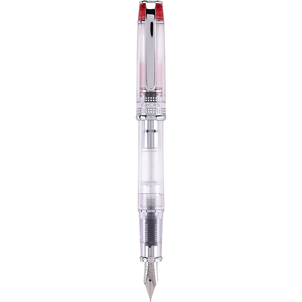 PILOT Prera Fountain Pen  Clear Barrel with Red/Silver Accents  Medium Nib (60823)