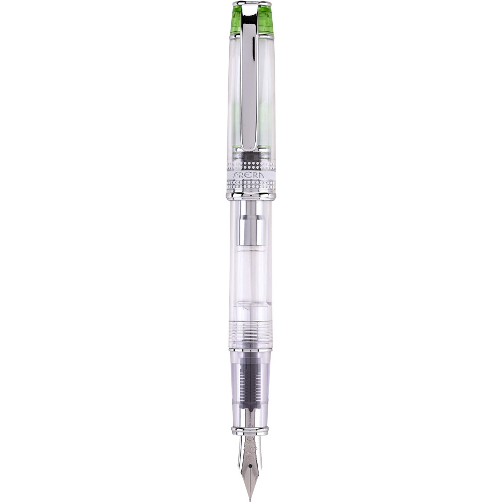 PILOT Prera Fountain Pen  Clear Barrel with Light Green/Silver Accents  Fine Nib (60816)