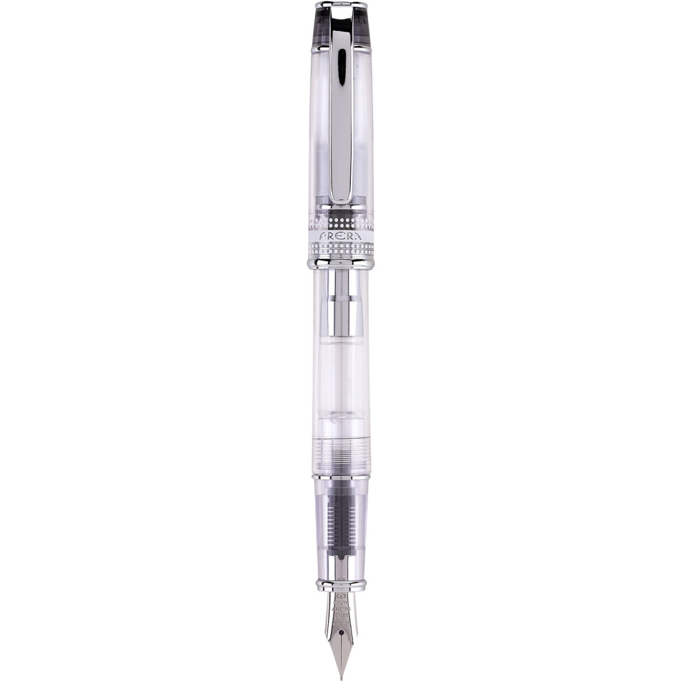 PILOT Prera Fountain Pen  Clear Barrel with Black/Silver Accents  Medium Nib (60820)