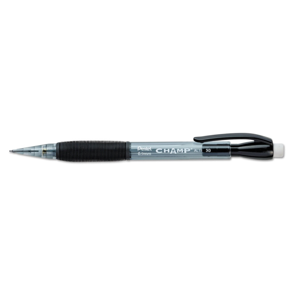 Pentel AL19A Champ Mechanical Pencil  0.9 mm Translucent Black Barrel  Dozen