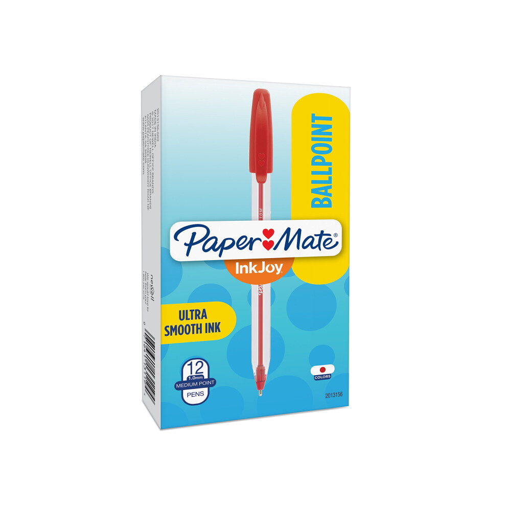 Paper Mate InkJoy 50ST Ballpoint Pens  Medium Point (1.0mm)  Red  12 Count