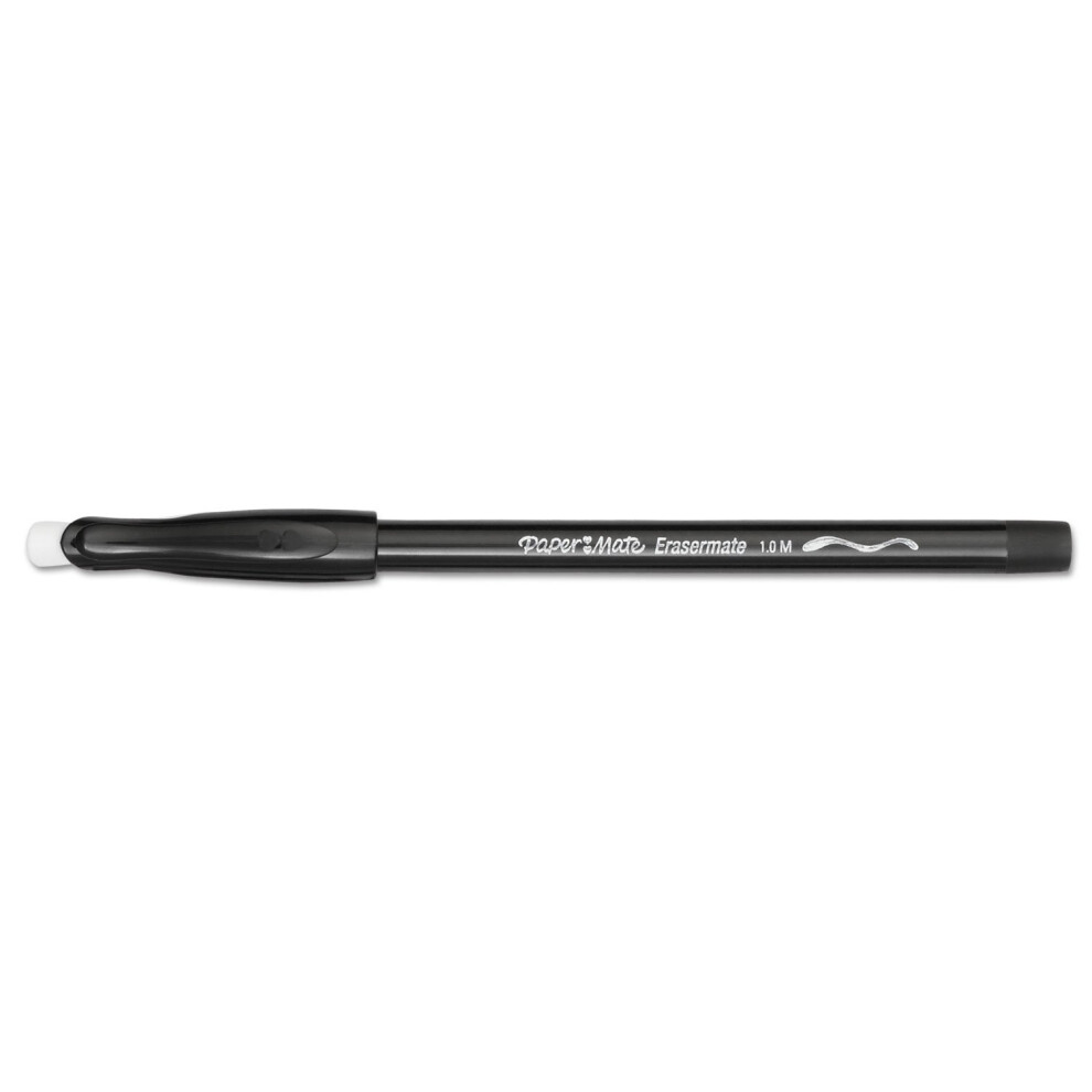 Eraser Mate Ballpoint Stick Erasable Pen  Black Ink  Medium  Dozen