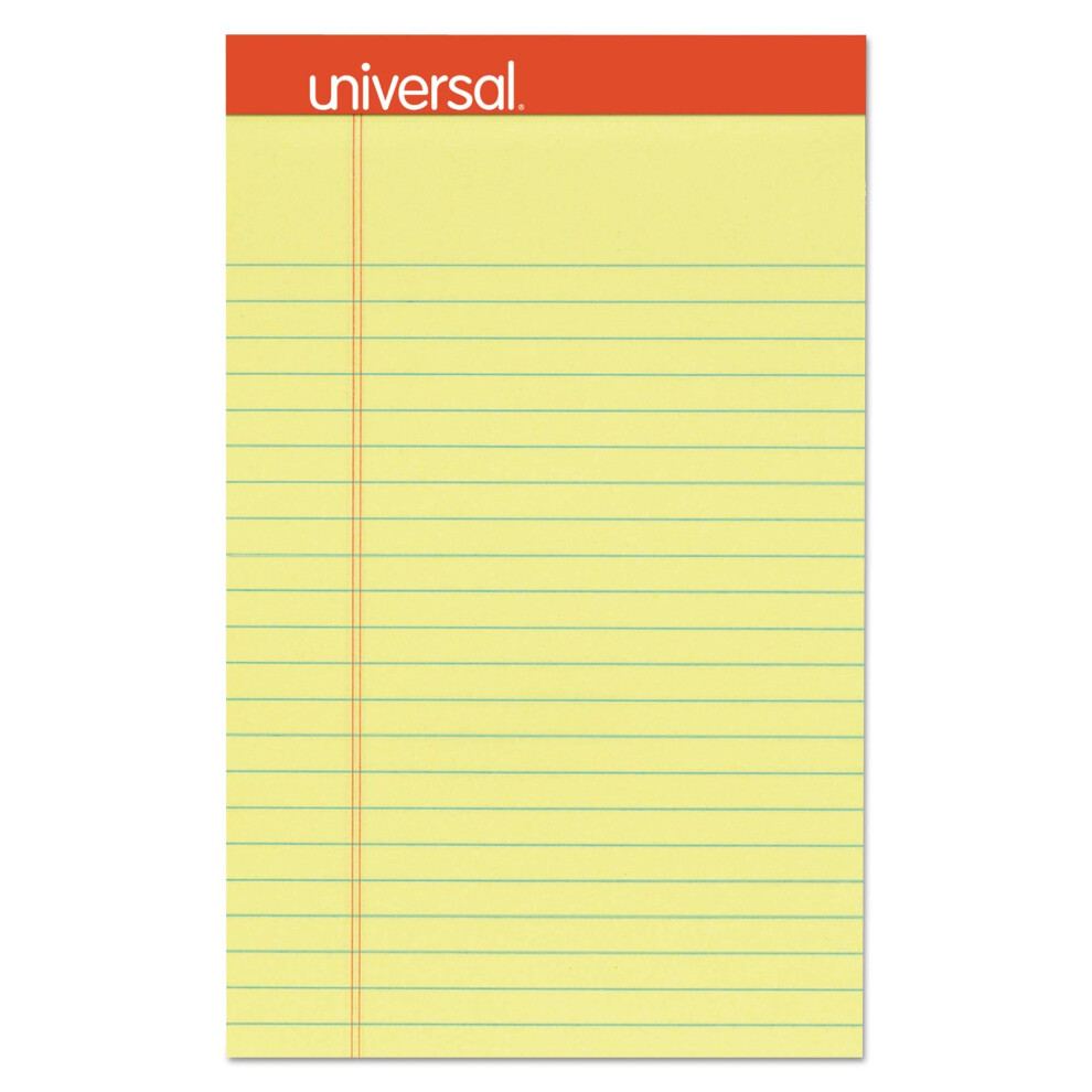 Universal 46200 Perforated Edge Writing Pad  Narrow Rule  5 x 8  Canary  50 Sheet  Dozen