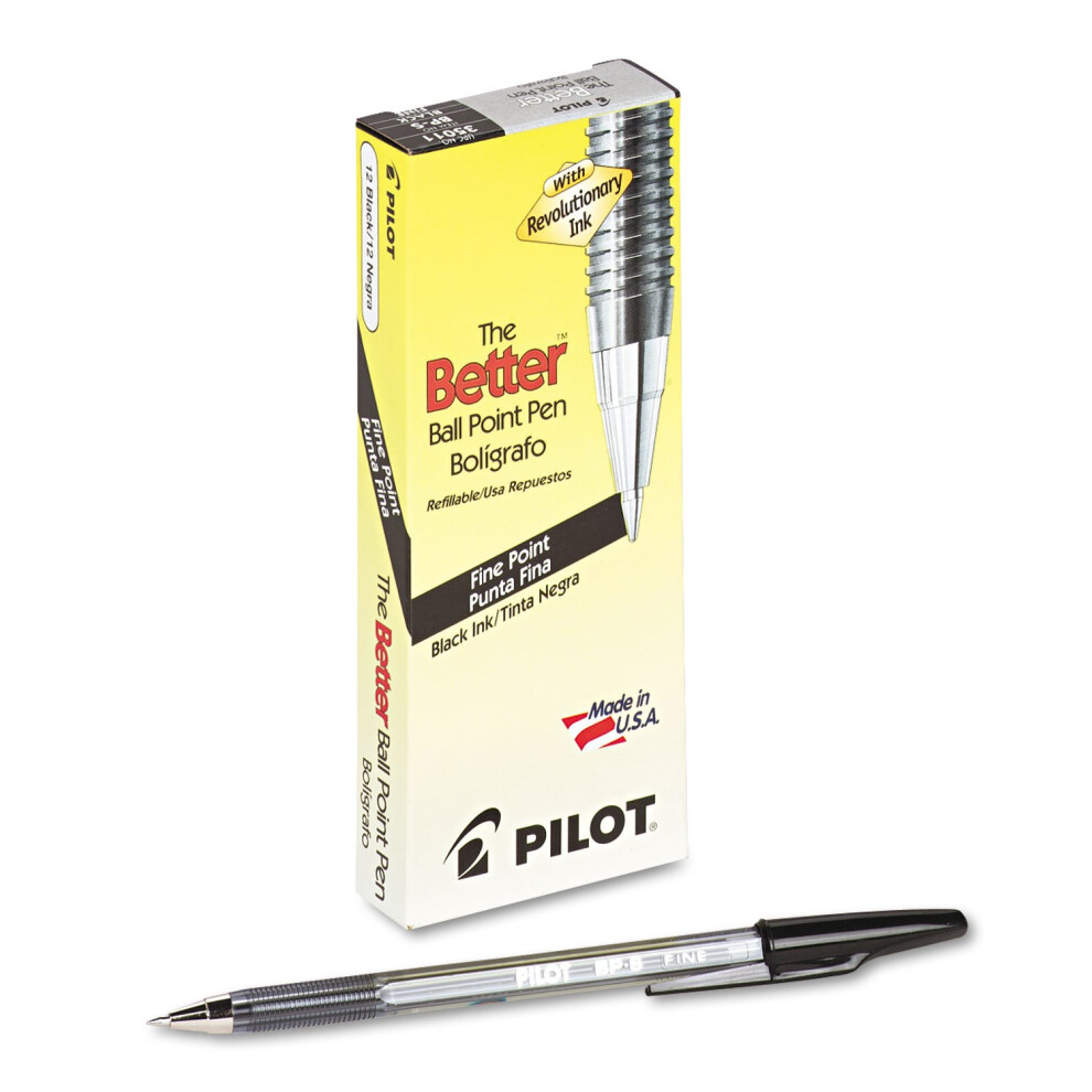 Pilot Better Ball Point Stick Pen  Black Ink  7mm  Dozen