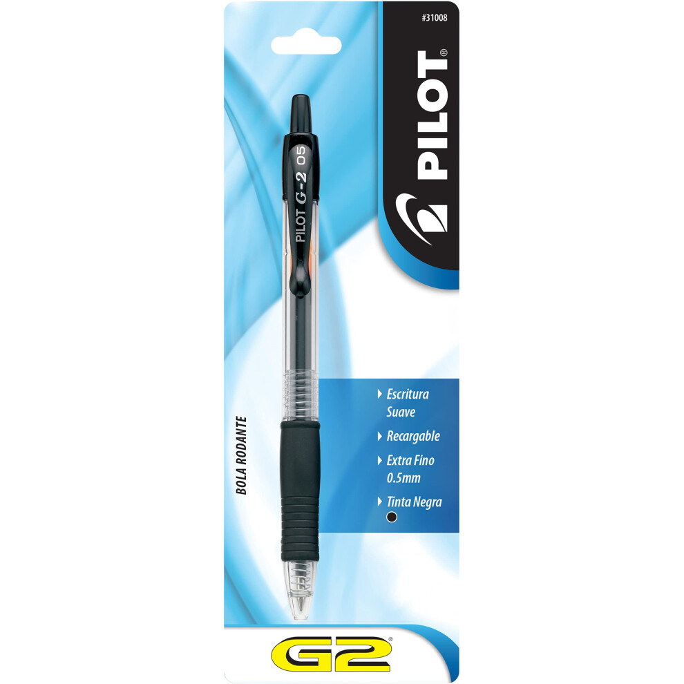 PILOT G2 Premium Refillable & Retractable Rolling Ball Gel Pens  Extra Fine Point  Black Ink  Single Pen (31008)