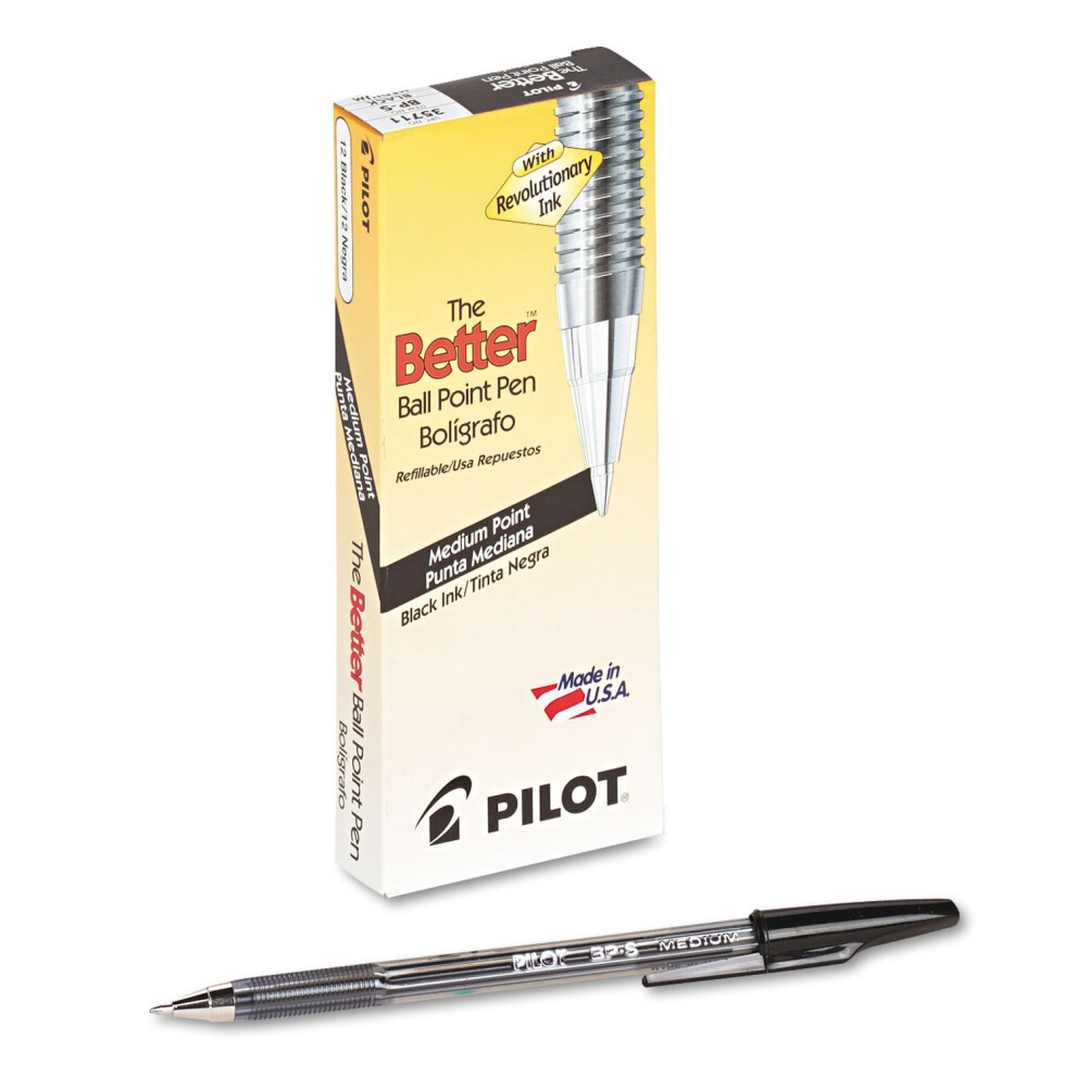 Pilot 35711 Better Ball Point Stick Pen  Black Ink  1mm  Dozen