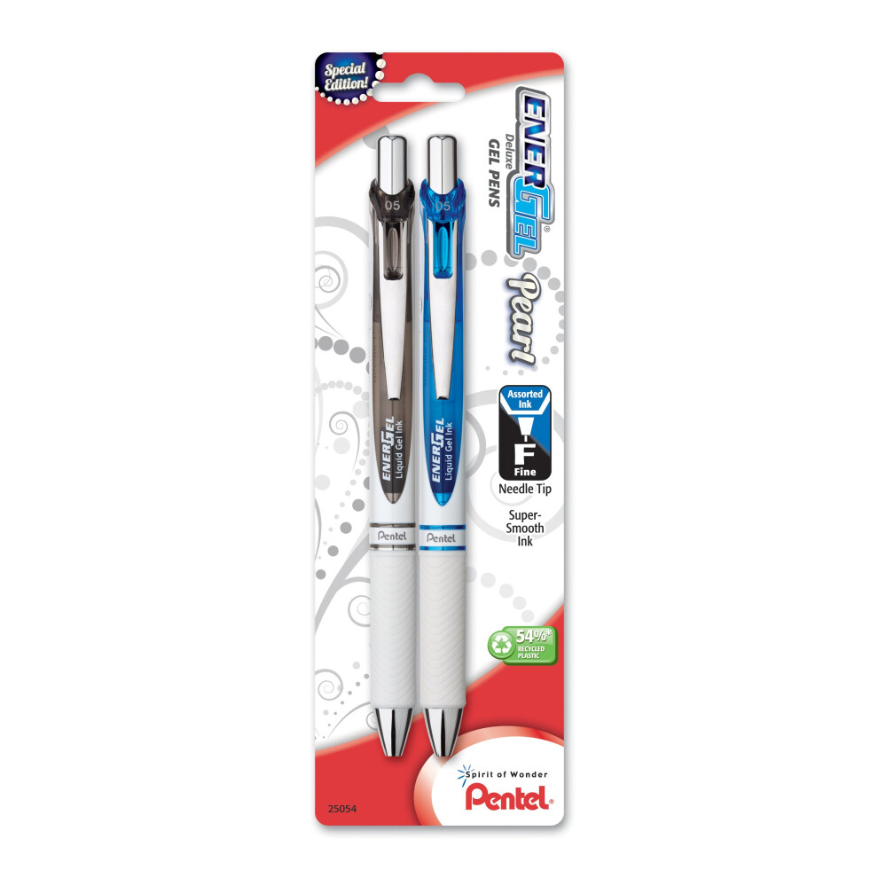 Pentel EnerGel Pearl Deluxe RTX Liquid Gel Pen  (0.5mm)  Fine Line  Needle Tip (BLN75WBP2AC)