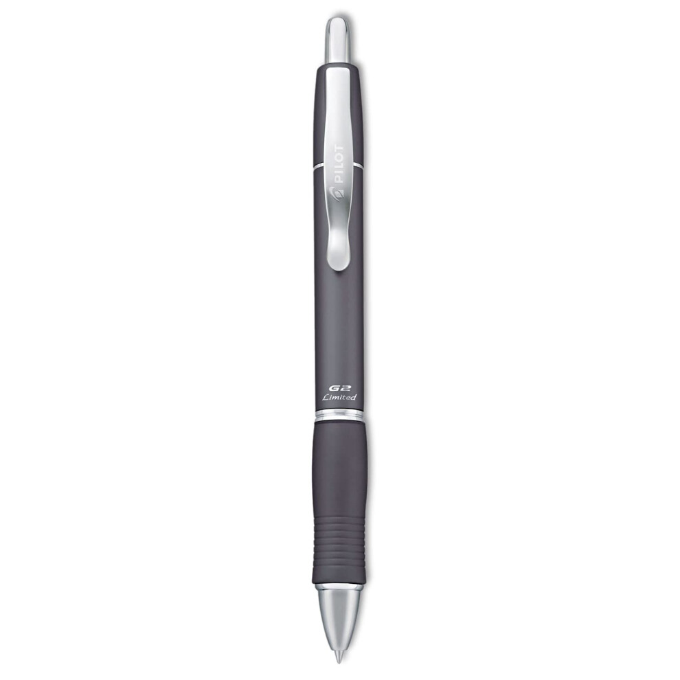 PILOT G2 Limited Refillable & Retractable Rolling Ball Gel Pen  Fine Point  Gray Barrel  Black Ink  Single Pen (31536)