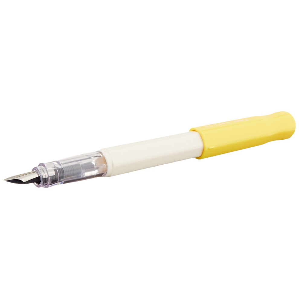 Pilot Kakuno Medium-Nib Fountain Pen  White Body Soft Yellow Cap Body (FKA-1SR-SYM)