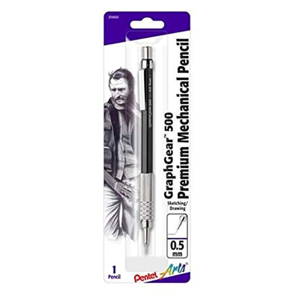 Pentel Arts GraphGear 500 Premium Drafting Pencil  0.5mm  Black Barrel  1-Pack (PG525APABP)