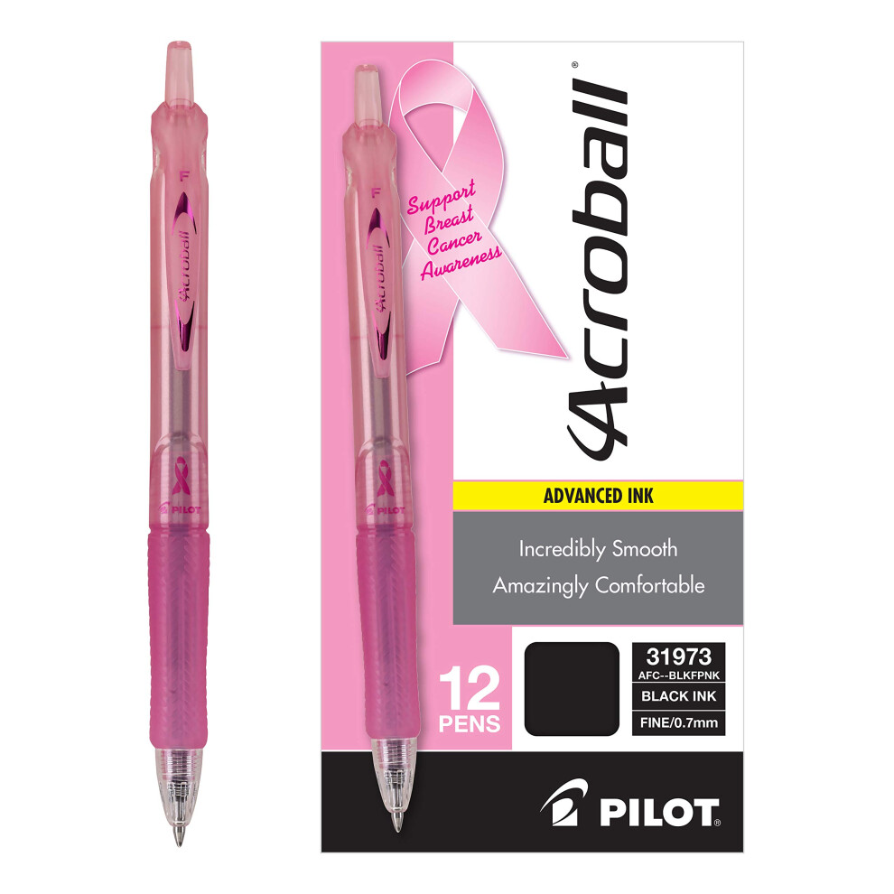 PILOT Acroball Colors Advanced Ink Refillable & Retractable Ball Point Pens  Fine Point  Black Ink  12-Pack (31973)