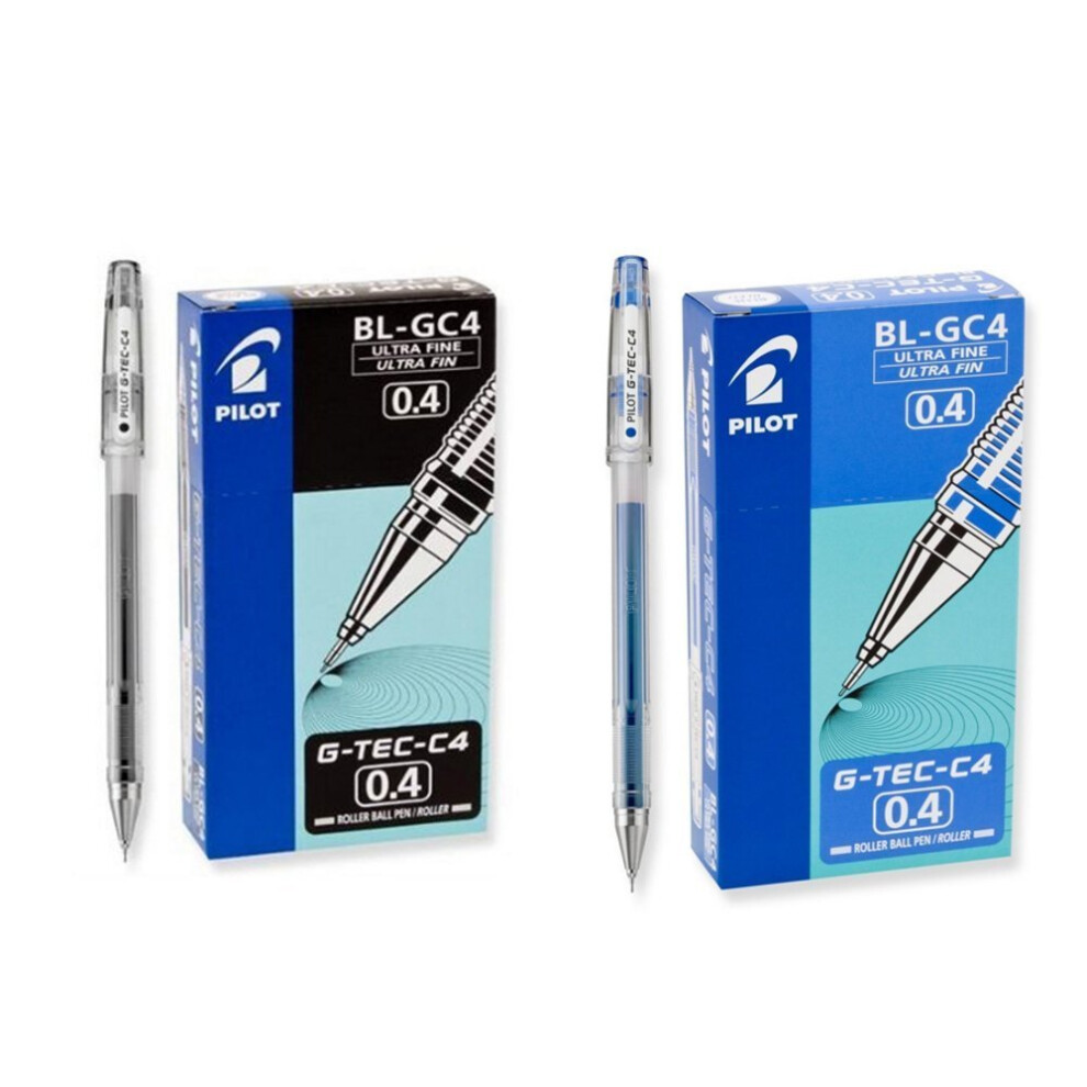 Pilot G-Tec-C4 Gel Rolling Ball Pens  Ultra Fine Point Bundle  1 Dozen Blue  1 Dozen Black