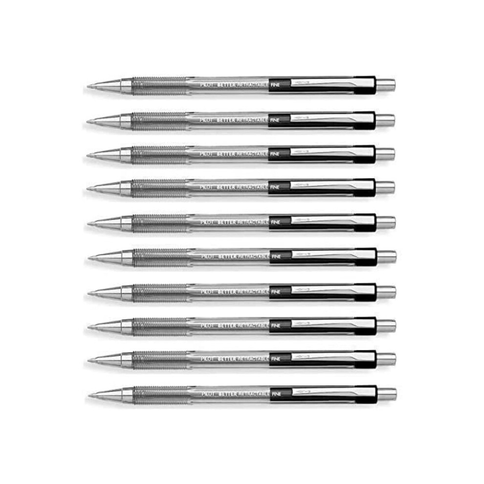 Pilot Better Retractable Ballpoint Pen  Black Fine Point  10-COUNT (30000)