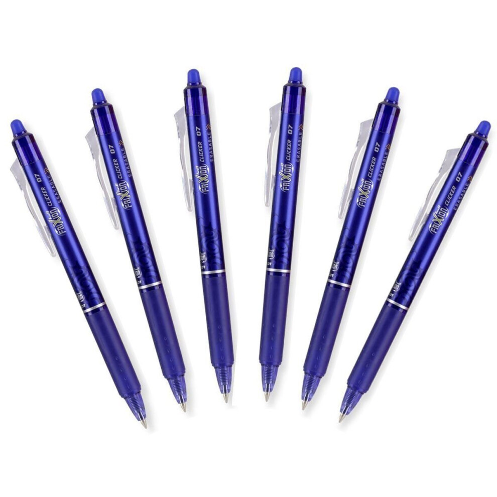 Pilot FriXion Ball 0.7mm Erasable Gel Pens  Fine Point  Blue Ink  Pack Of 6