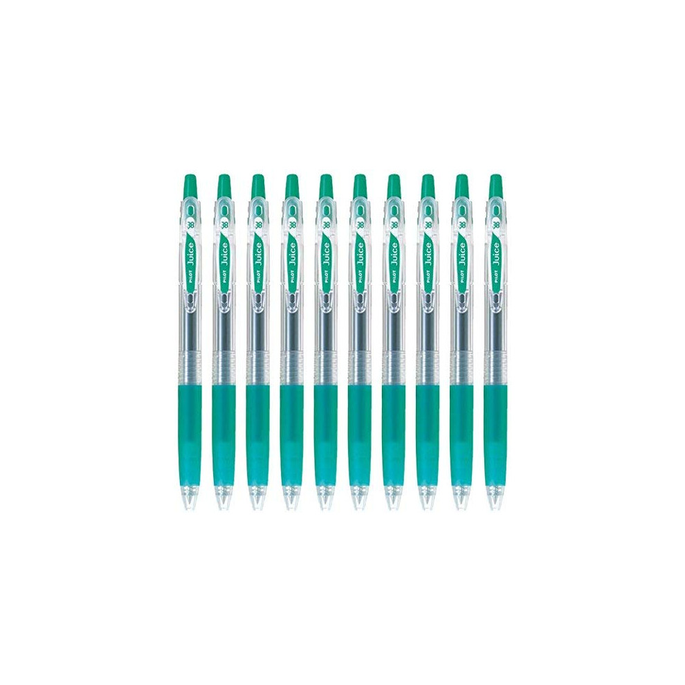 Pilot Juice 0.38mm Gel Ink Ballpoint Pen  Green Ink  Value Set of 10