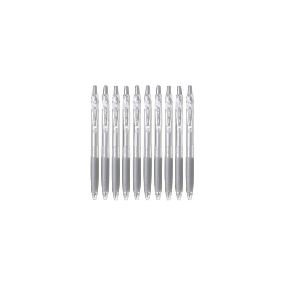 Pilot Juice 0.5mm Metallic Color Gel Ink Ballpoint Pen  Silver Ink  Value Set of 10