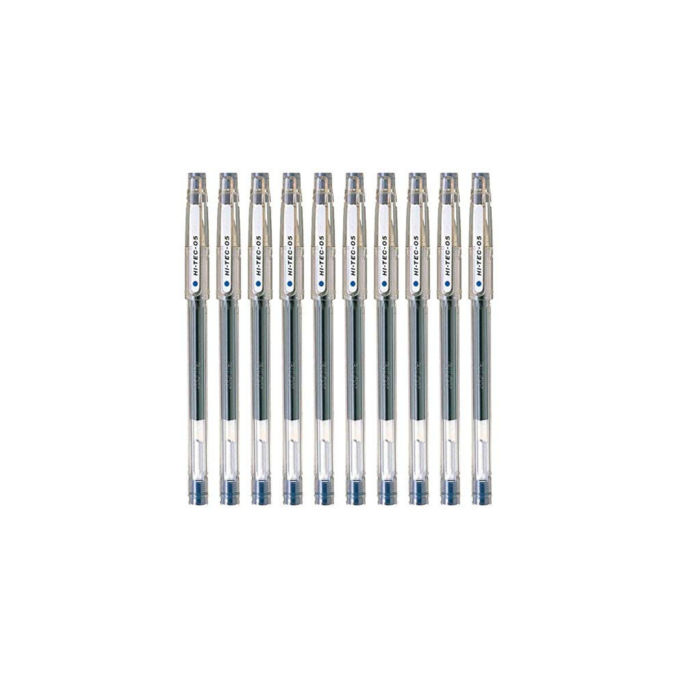 Pilot Hi-Tec-C 05 Gel Ink Pen  Fine Point 0.5mm  Blue Ink  Value Set of 10