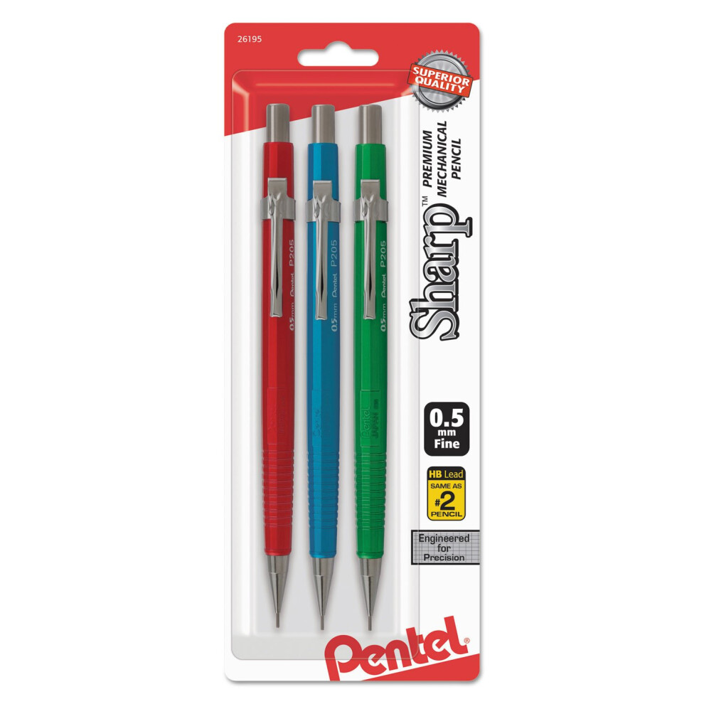 Sharp Mechanical Drafting Pencil  0.5 Mm  Assorted Metallic Barrels  3/pack