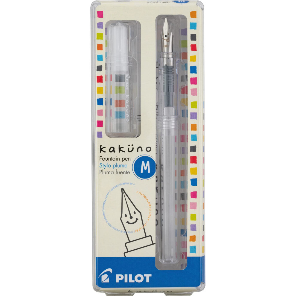 PILOT Kakuno Fountain Pen  Clear Barrel  Medium Nib (10822)