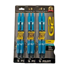 Pilot G2 Turkos pennor med turkos blck Indragbar Gel Ink Rolling Ball 0,7 mm Fine Point 3 Par 6 Totalt
