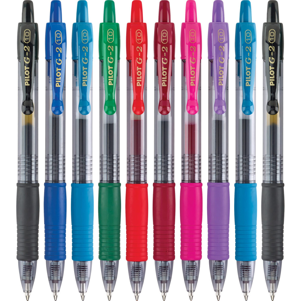 PILOT G2 Premium Retractable Gel-Ink Rolling Ball Pens  Bold Point (1.0mm)  Assorted  10-Pack  (11887)