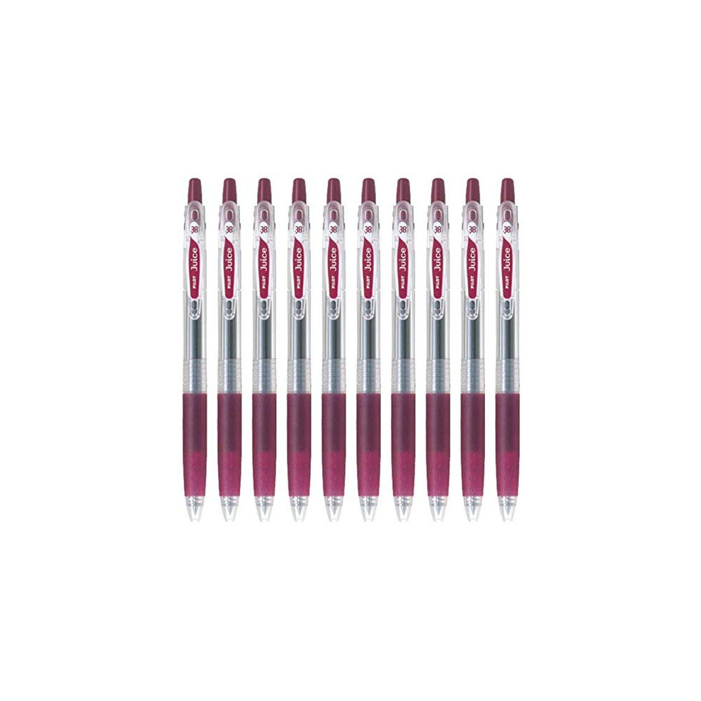 Pilot Juice 0.38mm Gel Ink Ballpoint Pen  Dark Red Ink  Value Set of 10