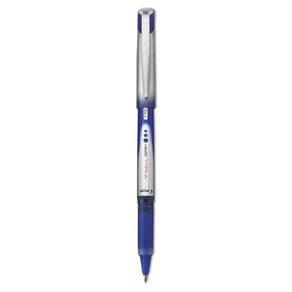 PILOT VBall Grip Liquid Ink Rolling Ball Stick Pens  Fine Point  Blue Ink  12-Pack (35571)